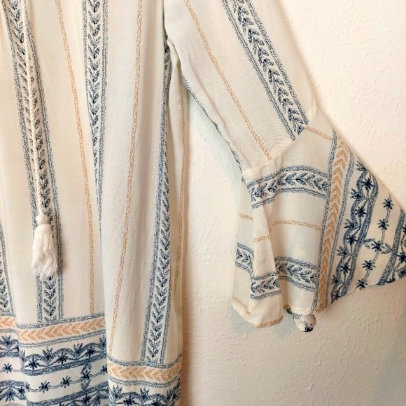 Sadie & Sage Floral Stripe V-Neck Beach BohoTunic - Picture 3 of 7